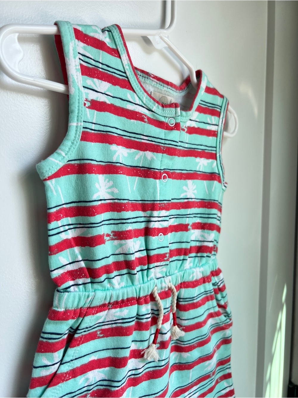 Peek Mint Palm Stripe Sleeveless Romper 6-12 Months